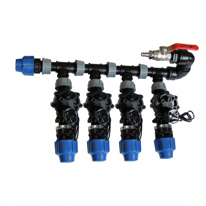 Kolektor komplet 4 sekcje elektrozawory 100PRO + przyłącze kompresora